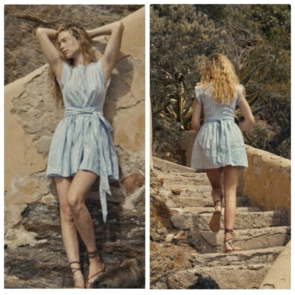 Doen Cassia Mini Dress in Blue Saint Pierre Striped Size Medium​​​
